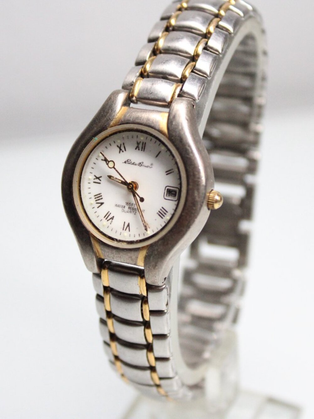 Eddie Bauer Women's Quartz Watch Two Tone White Dial Date 165FT Water Resistant